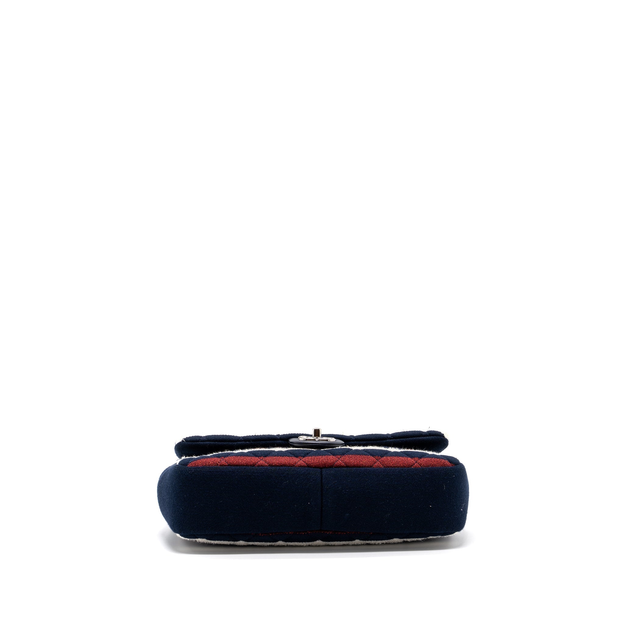 CHANEL QUILTED FLAP BAG FABRIC MULTICOLOUR BLUE / RED / WHITE SHW