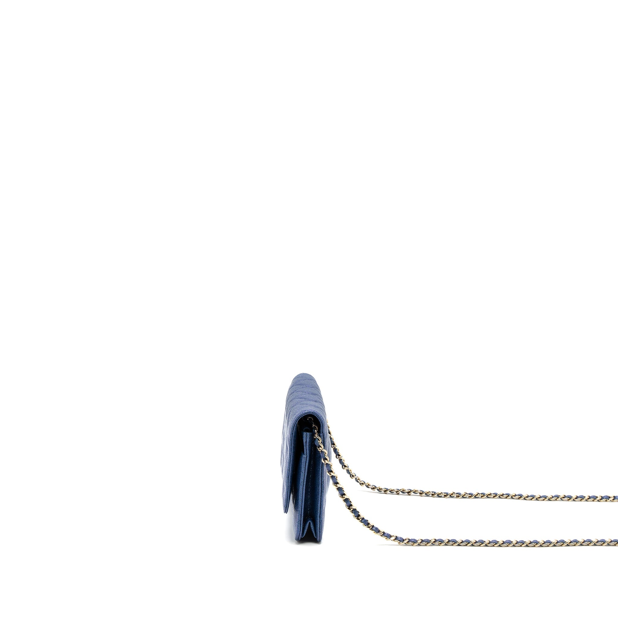 CHANEL CLASSIC WALLET ON CHAIN CAVIAR IRIDESCENT BLUE LGHW