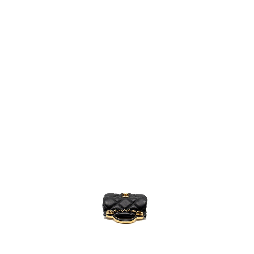 CHANEL 21K MINI FLAP BAG CALFSKIN BLACK BRUSHED GHW