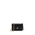 CHANEL CLASSIC WALLET ON CHAIN WITH CAMELLIA ADJUSTABLE CHAIN LAMBSKIN BLACK GHW (MICROCHIP)