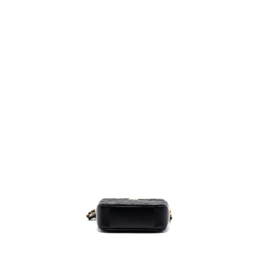 CHANEL PEARL CRUSH CAMERA BAG LAMBSKIN BLACK GHW (MICROCHIP)