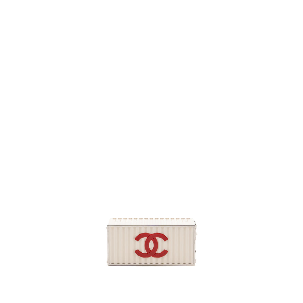 CHANEL PARIS-HAMBURG RUNWAY CONTAINER CLUTCH BAG WHITE / BLACK / RED SHW