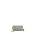 CHANEL PEARL CRUSH MINI WALLET ON CHAIN LAMBSKIN LIGHT GREY BRUSHED GHW(MICROCHIP)