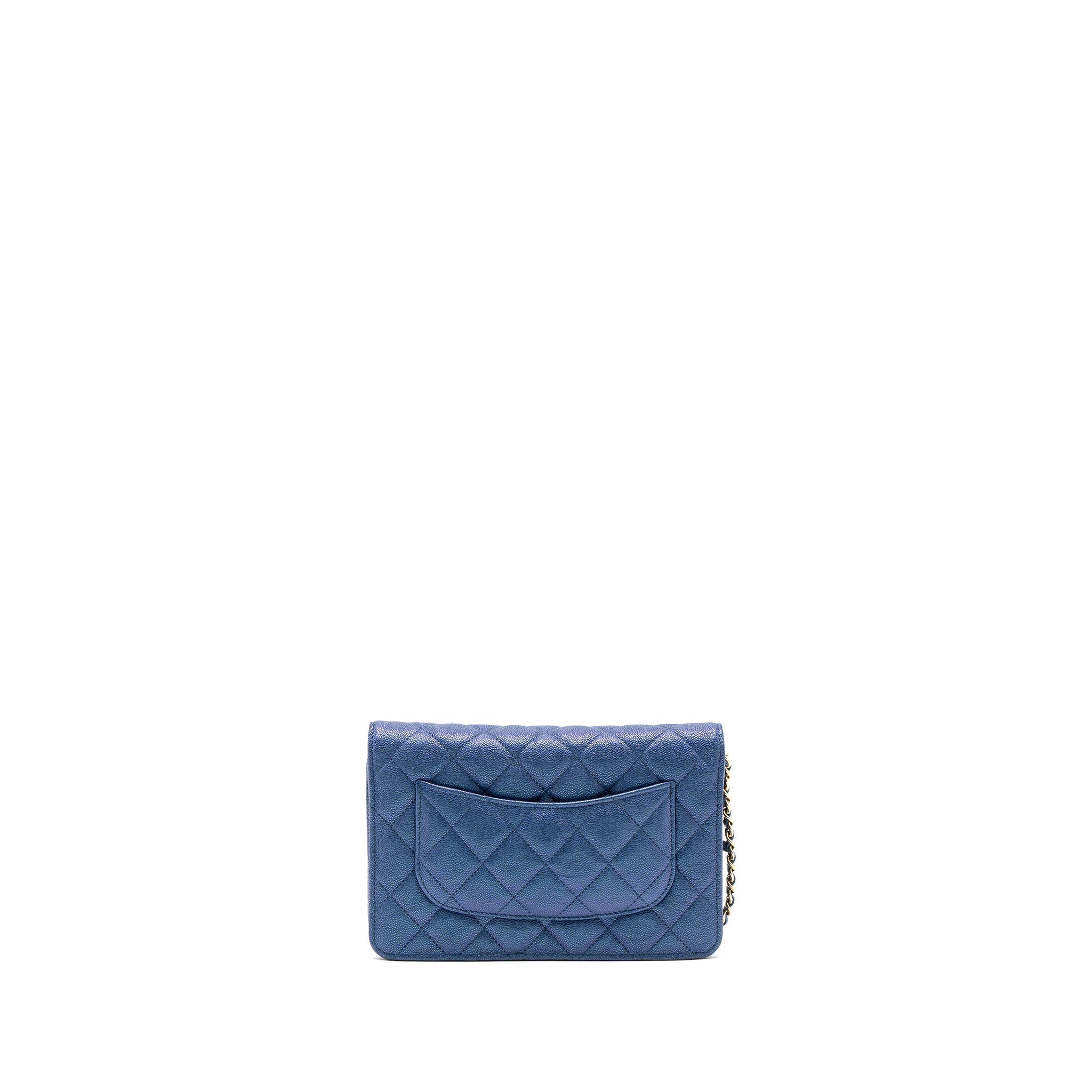 CHANEL CLASSIC WALLET ON CHAIN CAVIAR IRIDESCENT BLUE LGHW