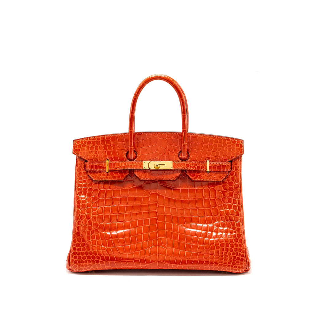 HERMES BIRKIN 35 SHINY CROCODILE POROSUS FEU GHW