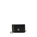 CHANEL DETAILED LOGO WALLET ON CHAIN CAVIAR BLACK LGHW (MICROCHIP)
