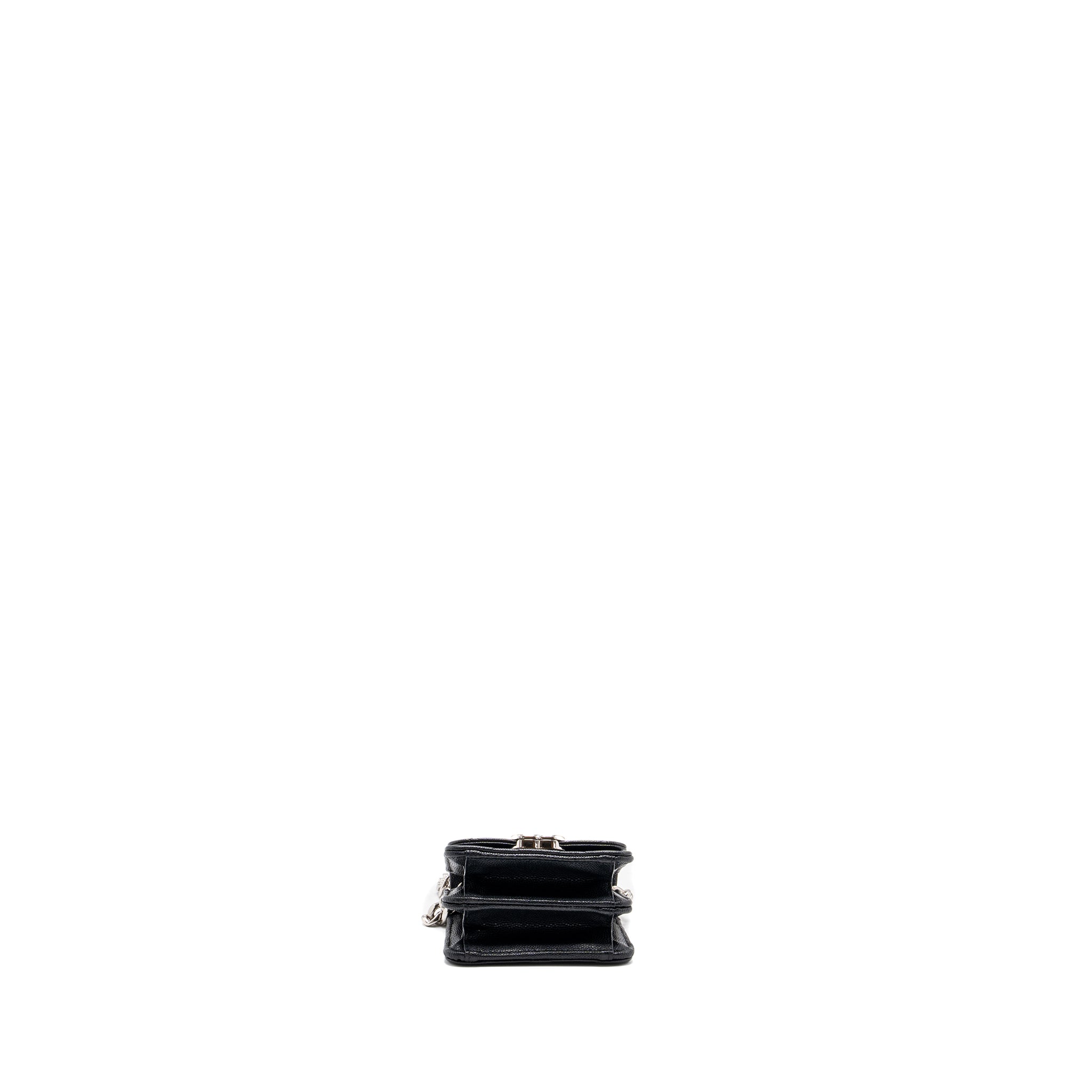 CHANEL MINI FLAP BAG WITH COCO ENAMEL CHAIN CAVIAR BLACK SHW