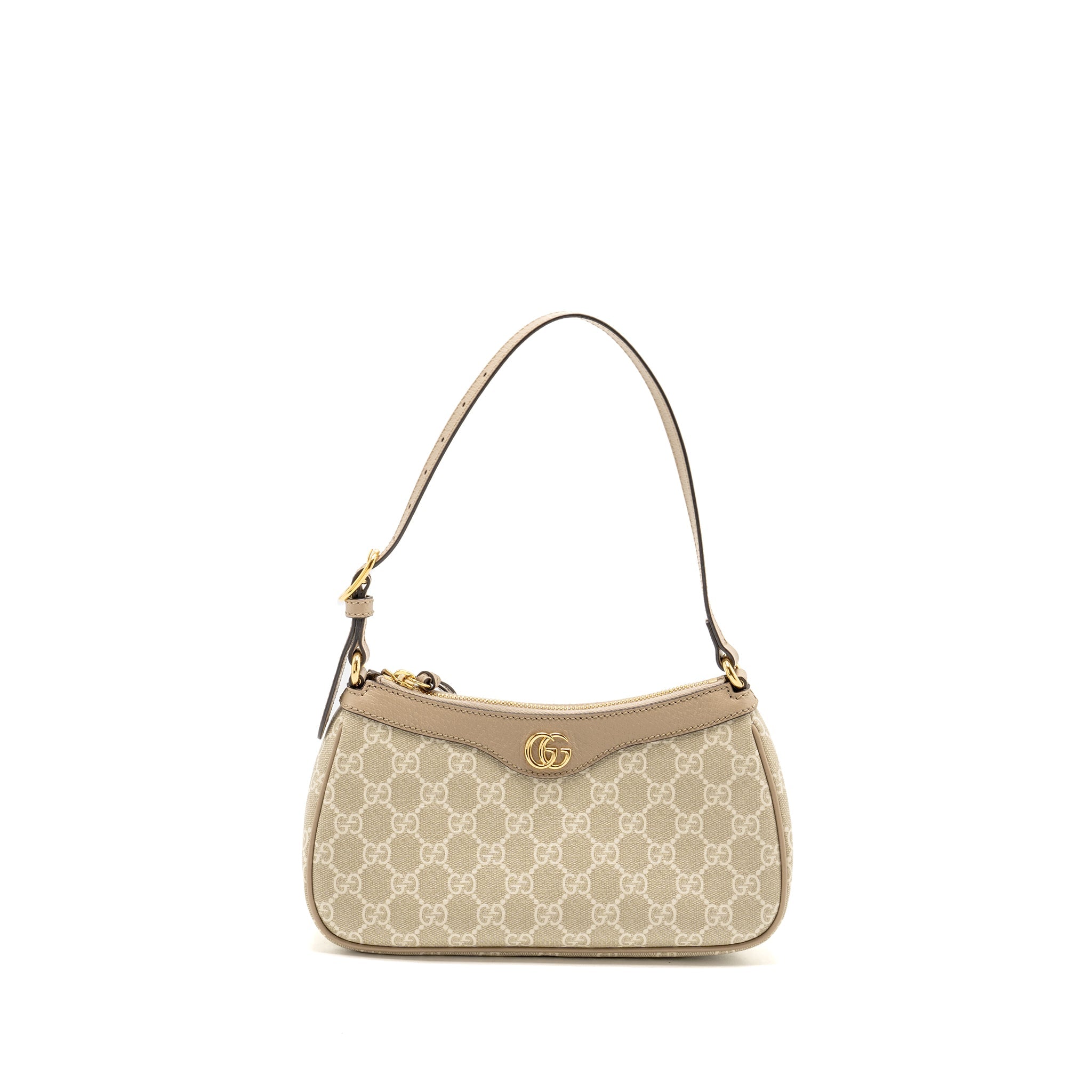 GUCCI OPHIDIA SMALL SHOULDER BAG GG SUPREME CANVAS BEIGE / WHITE GHW