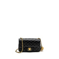 CHANEL PEARL CRUSH MINI RECTANGULAR FLAP BAG LAMBSKIN BLACK GHW (MICROCHIP)