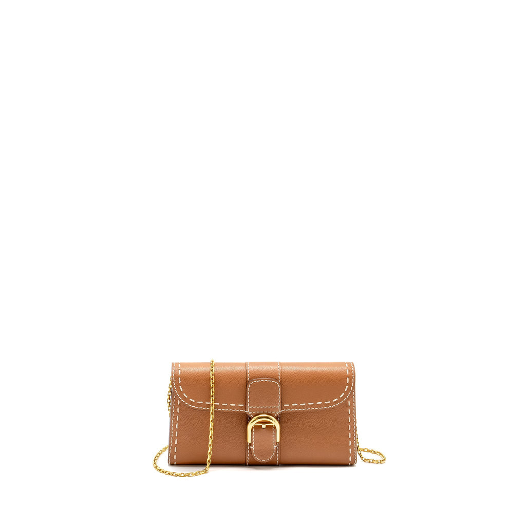 DELVAUX BRILLANT LONG WALLET CHAIN RODEO CALFSKIN CARAMEL GHW