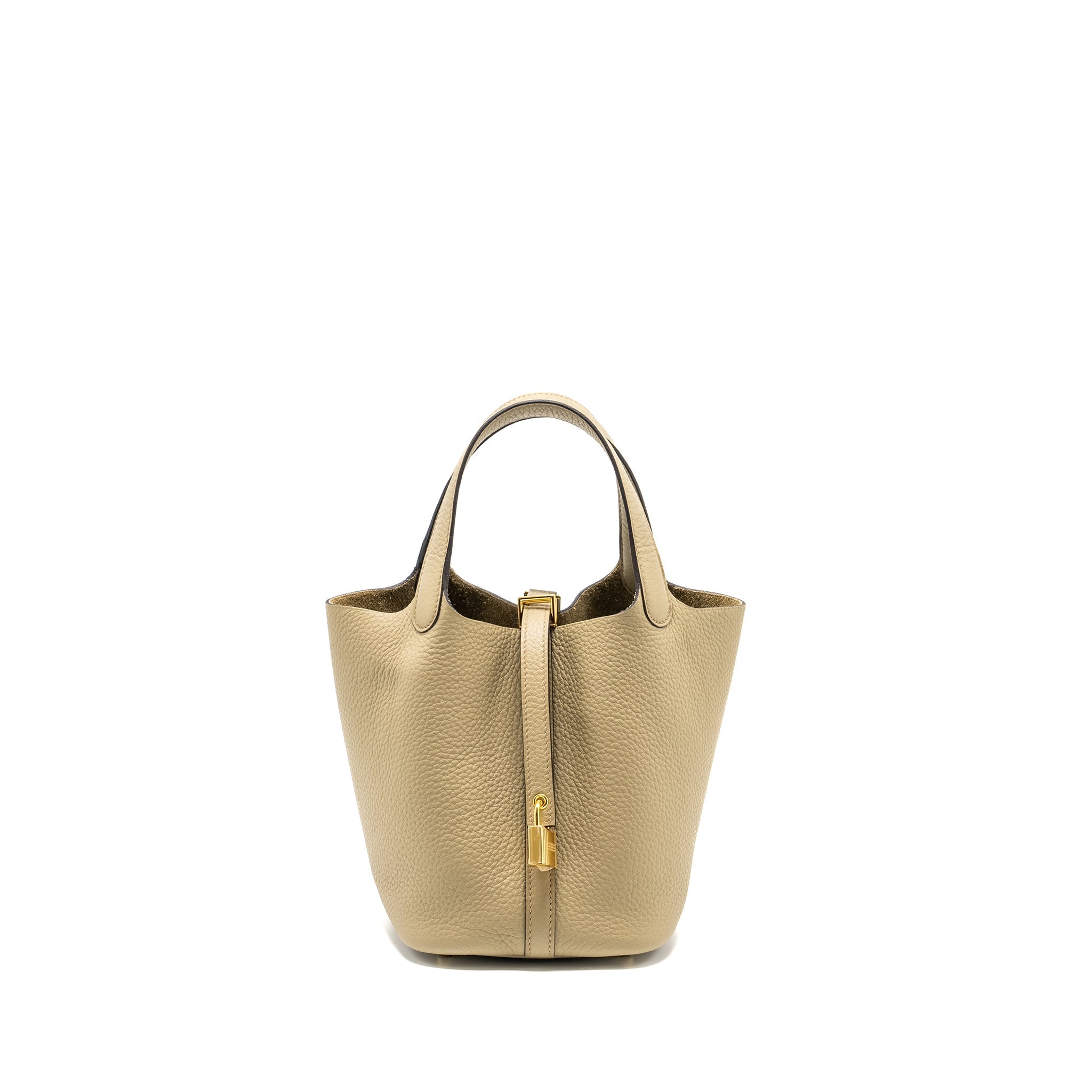 HERMES PICOTIN 18 LOCK BAG CLEMENCE 8Q BEIGE MARFA GHW