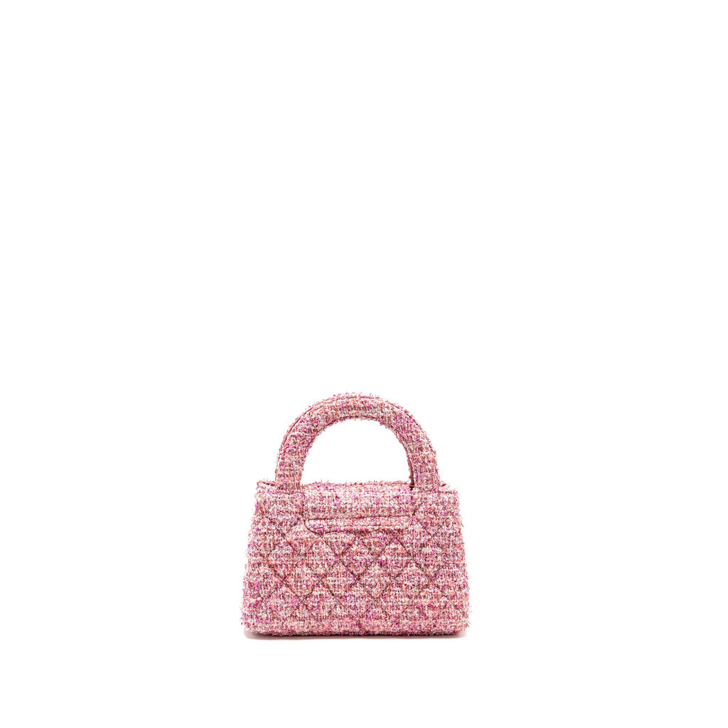 CHANEL 24P MINI KELLY/SHOPPING TOTE TWEED PINK/MULTICOLOUR GHW (MICROCHIP)