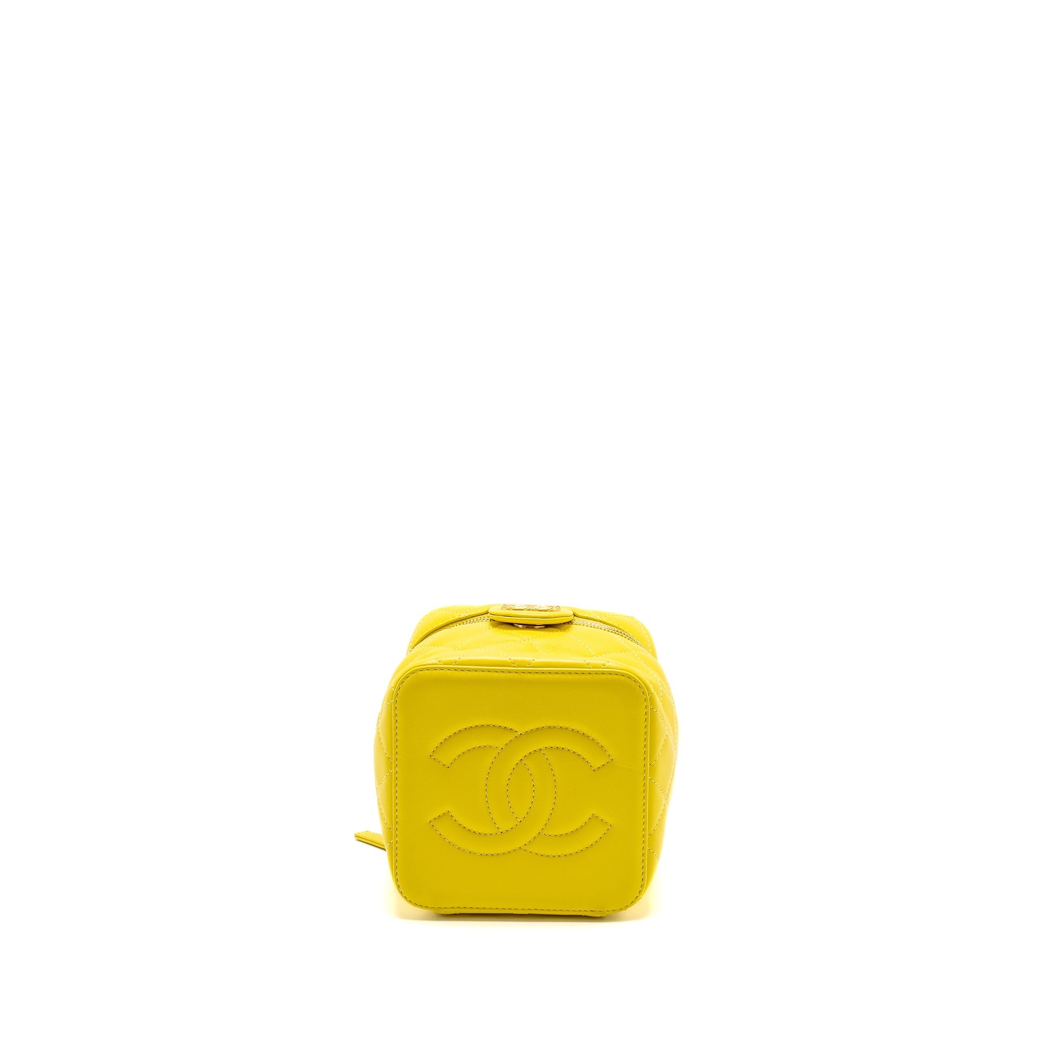 CHANEL CC VANITY CASE BAG CALFSKIN YELLOW GHW (MICROCHIP)