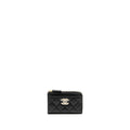 CHANEL ZIPPED CARD HOLDER LIMITED EDITION CAVIAR BLACK LGHW (MICROCHIP)