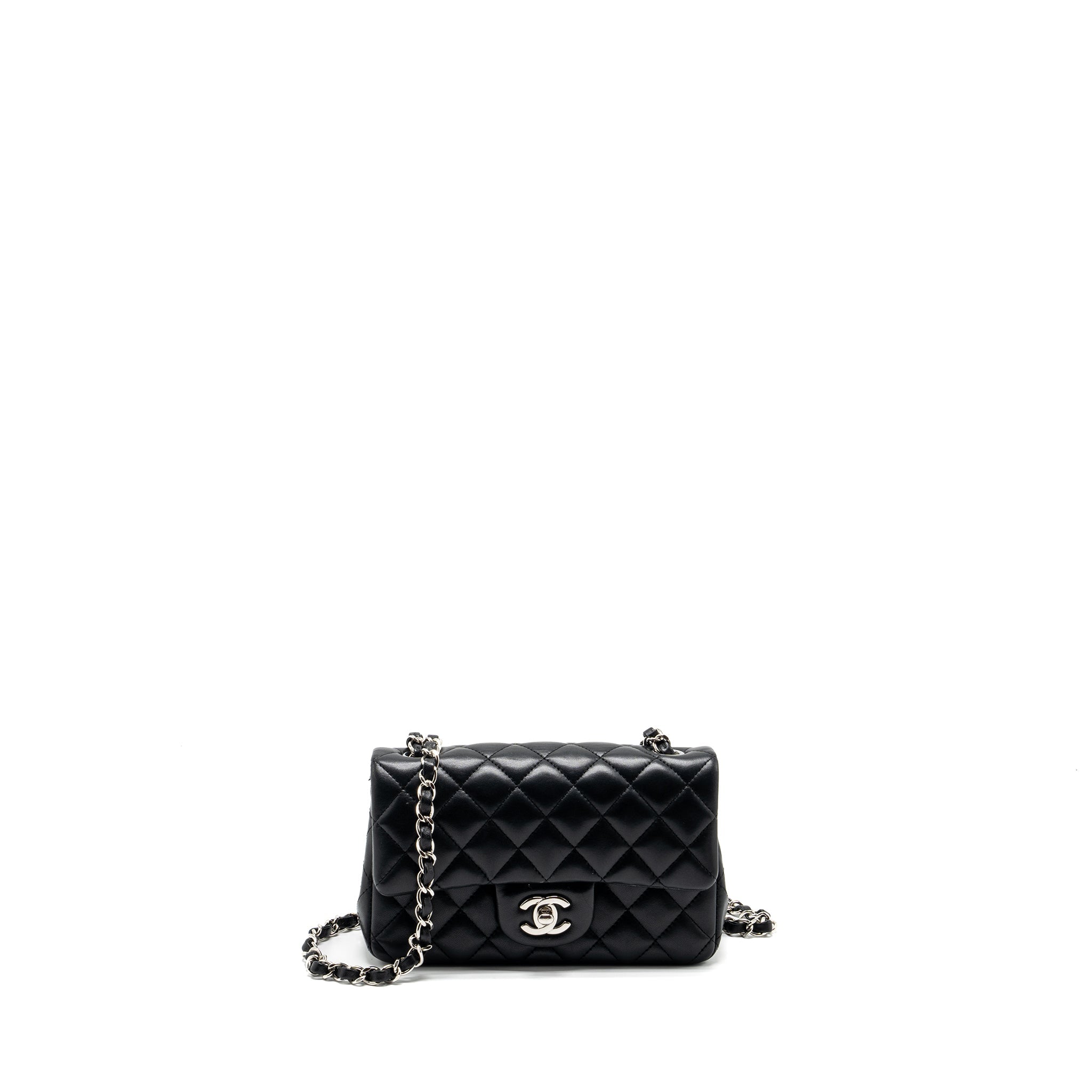 CHANEL MINI RECTANGULAR FLAP BAG LAMBSKIN BLACK SHW