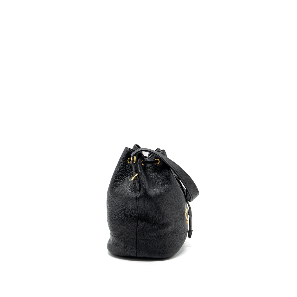 PRADA SECCHIELLO BUCKET BAG GRAINED CALFSKIN BLACK GHW