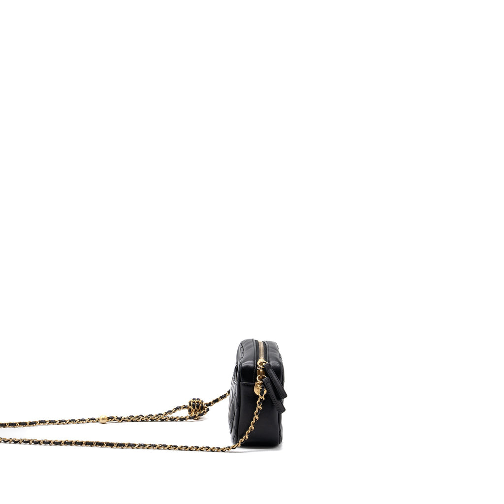 CHANEL PEARL CRUSH CAMERA BAG LAMBSKIN BLACK GHW (MICROCHIP)