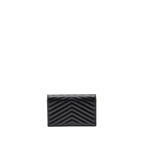 SAINT LAURENT/YSL ENVELOPE CHAIN WALLET GRAINED CALFSKIN BLACK GHW
