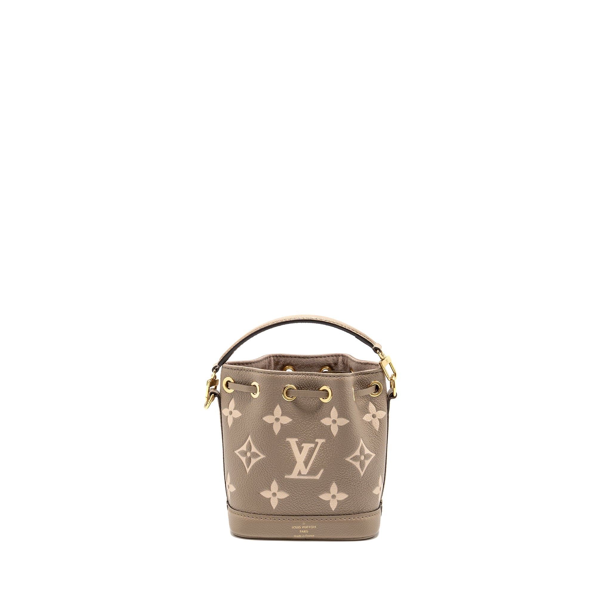 LOUIS VUITTON NANO NOE MONOGRAM EMPREINTE CALFSKIN LEATHER GREY GHW