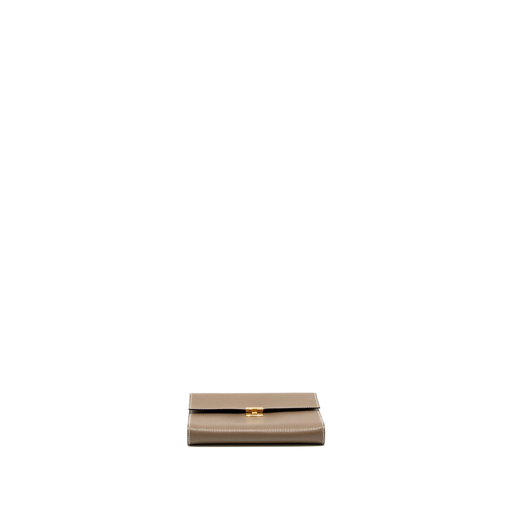 HERMES CLIC 16 WALLET CHÈVRE MYSORE ETOUPE GHW