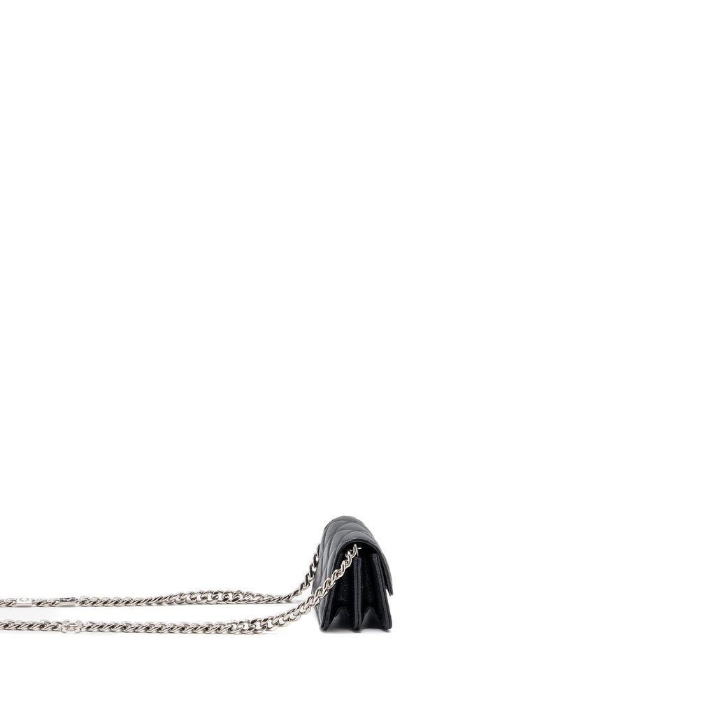 CHANEL MINI FLAP BAG WITH COCO ENAMEL CHAIN CAVIAR BLACK SHW