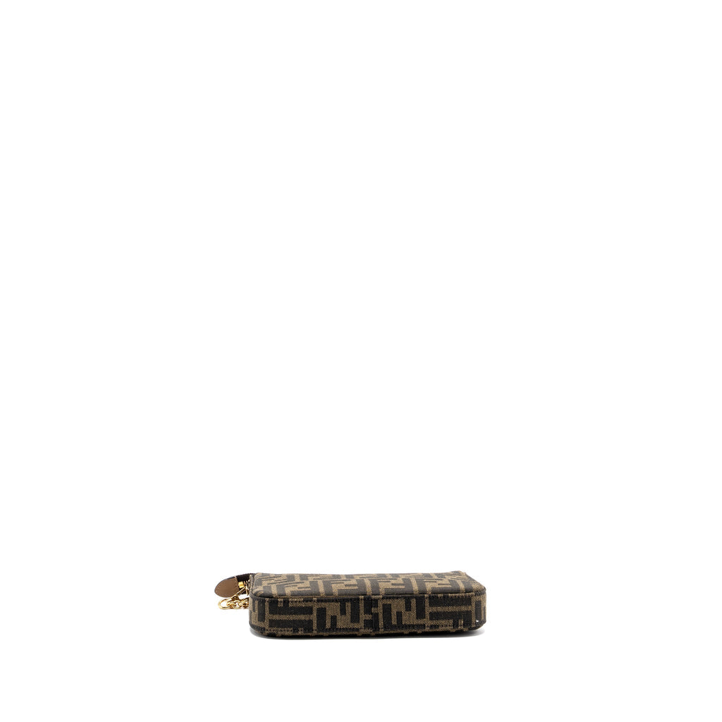 FENDI BAGUETTE POUCH BROWN JACQUARD FF FABRIC GHW