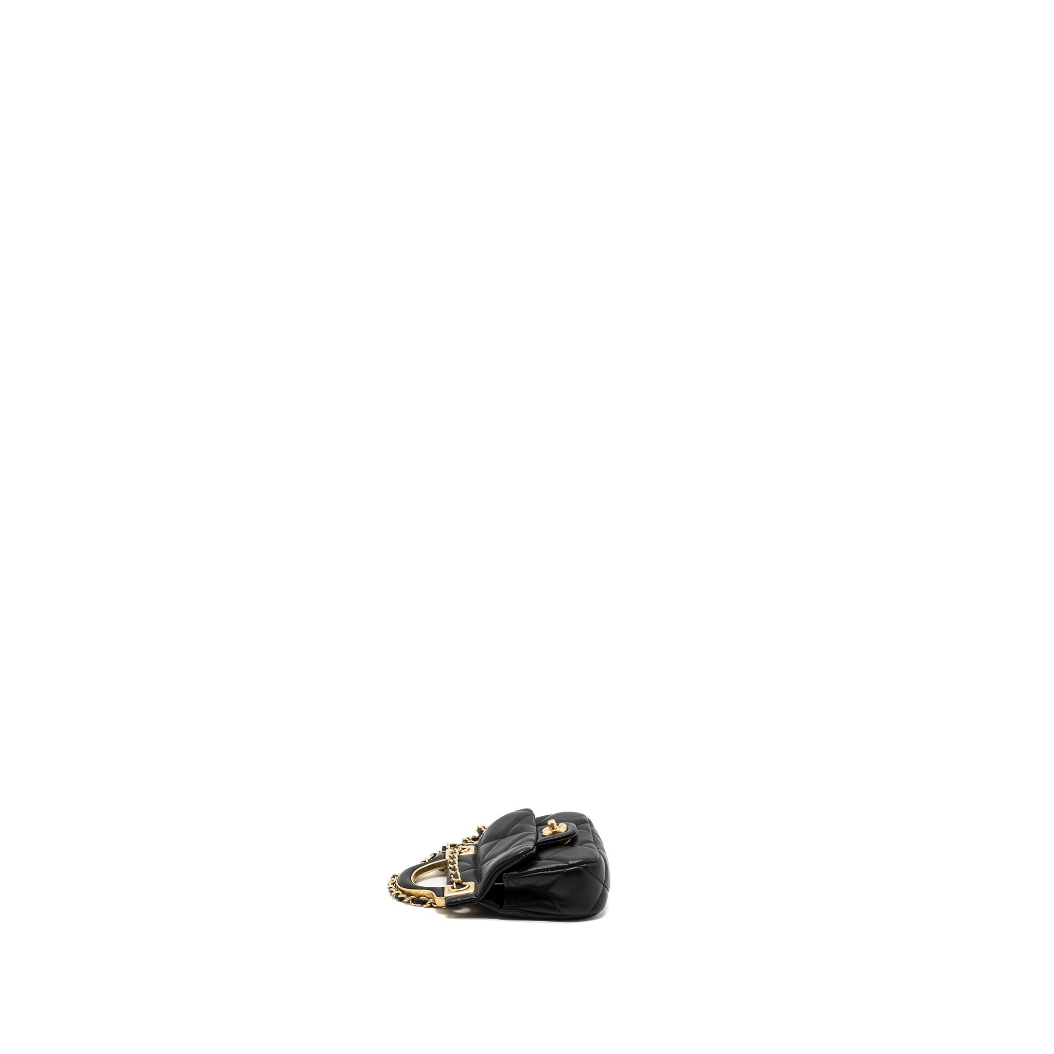 CHANEL 21K MINI FLAP BAG CALFSKIN BLACK BRUSHED GHW