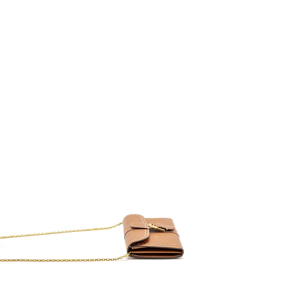 DELVAUX BRILLANT LONG WALLET CHAIN RODEO CALFSKIN CARAMEL GHW
