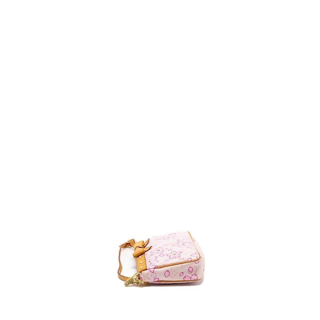 LOUIS VUITTON POCHETTE ACCESSORIES MURAKAMI CHERRY BLOSSOM PINK GHW