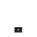 CHANEL DETAIL CC LOGO CARD HOLDER LAMBSKIN BLACK LGHW (MICROCHIP)