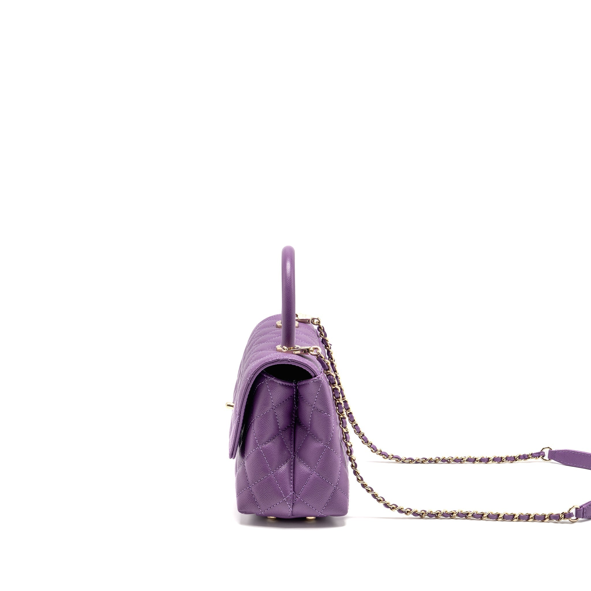 CHANEL SMALL COCO HANDLE CAVIAR PURPLE LGHW (MICROCHIP)