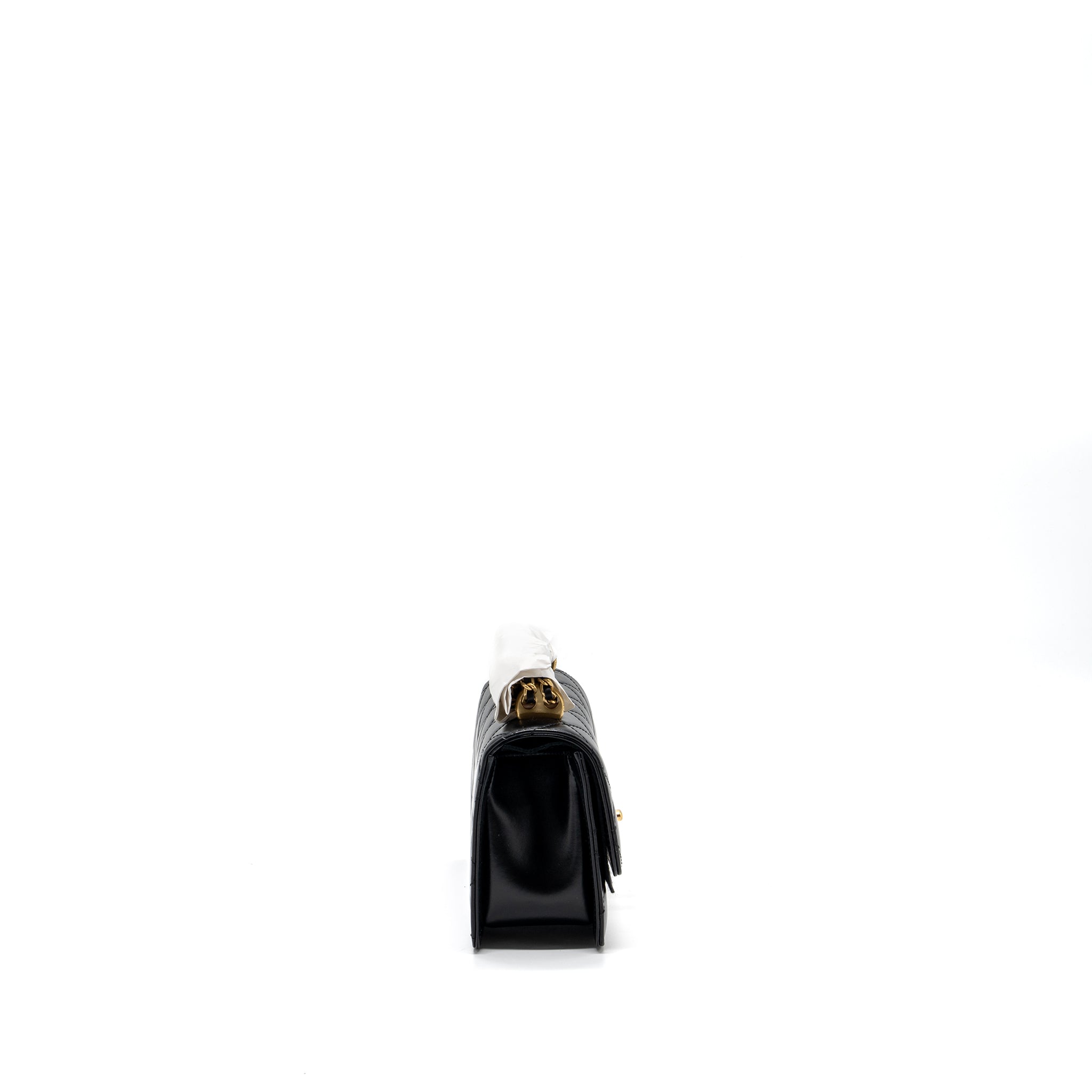 CHANEL 24C GOLD CRUSH MINI FLAP BAG CALFSKIN BLACK GHW (MICROCHIP)