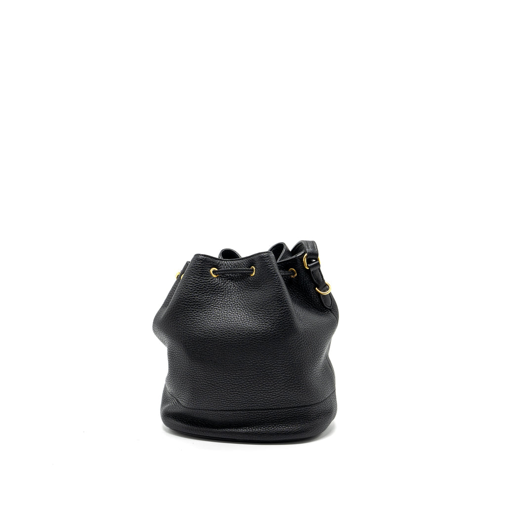 PRADA SECCHIELLO BUCKET BAG GRAINED CALFSKIN BLACK GHW