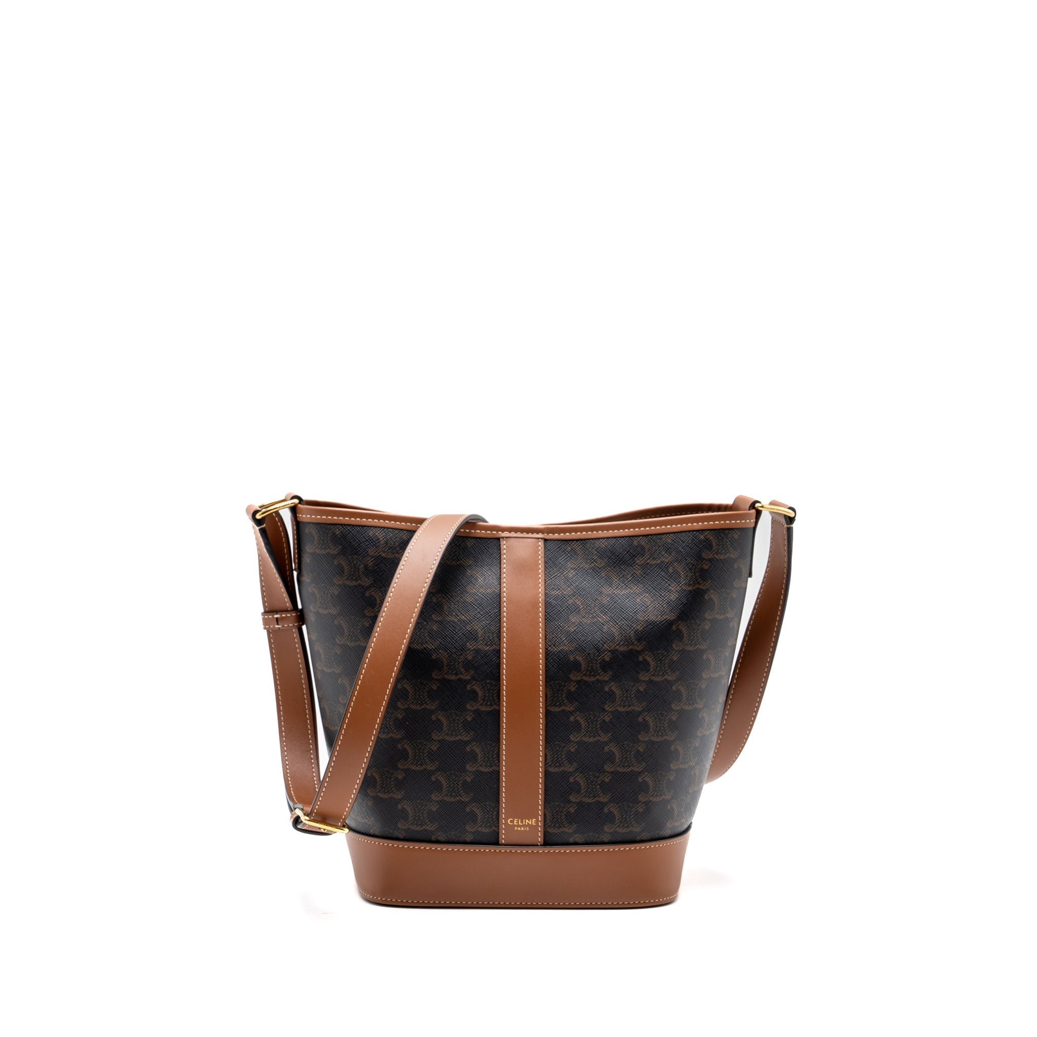 CELINE SMALL BUCKET BAG TRIOMPHE CANVAS/ LEATHER GHW