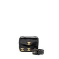 CHANEL VINTAGE CC LOGO FLAP BELT BAG SMOOTH CALFSKIN BLACK GHW