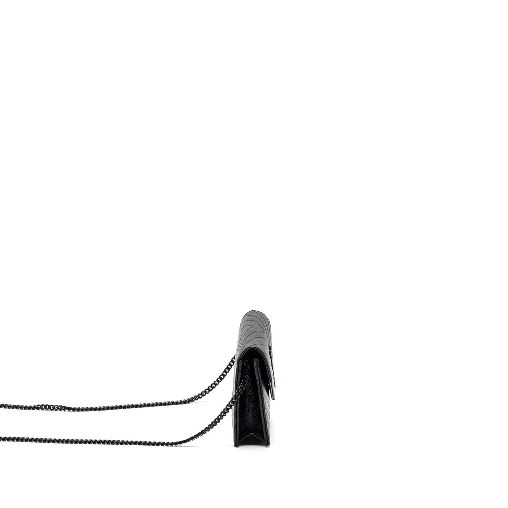 SAINT LAURENT/YSL ENVELOPE CHAIN WALLET CALFSKIN BLACK / BLACK HARDWARE