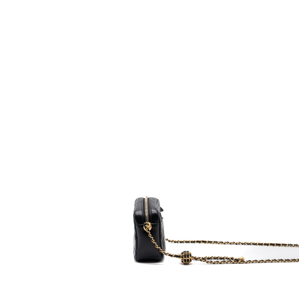 CHANEL PEARL CRUSH CAMERA BAG LAMBSKIN BLACK GHW (MICROCHIP)