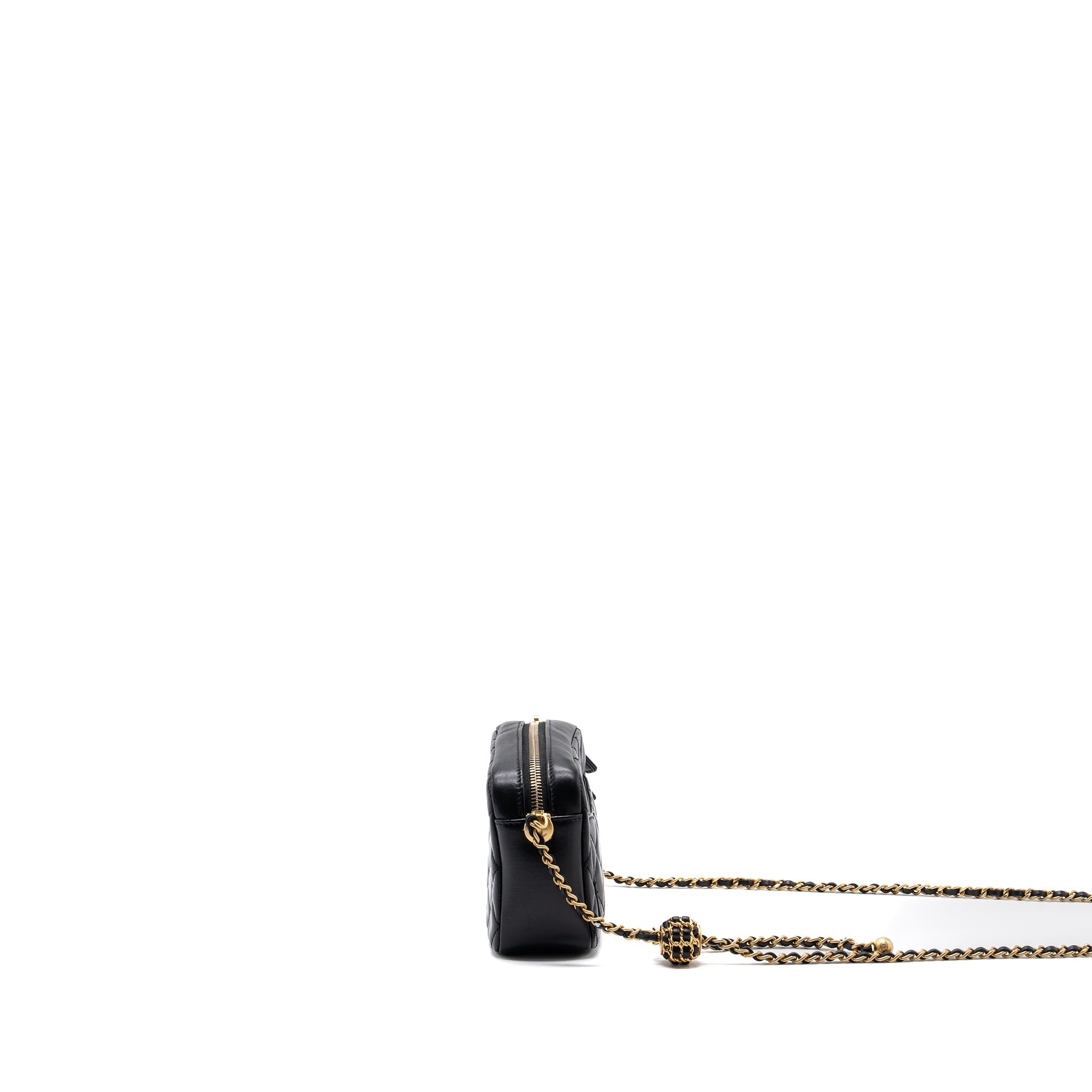 CHANEL PEARL CRUSH CAMERA BAG LAMBSKIN BLACK GHW (MICROCHIP)