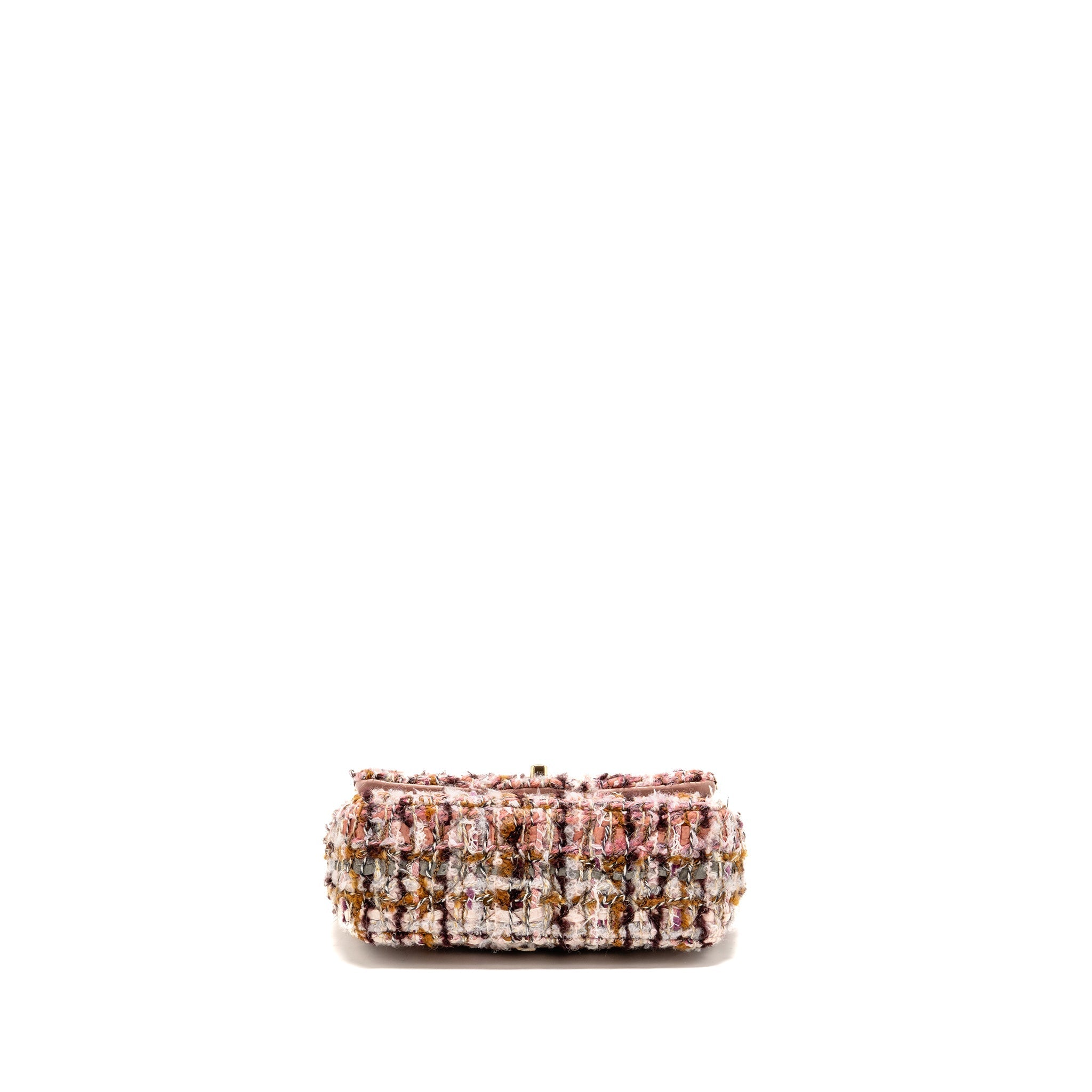 CHANEL 23K MINI RECTANGULAR FLAP BAG TWEED PINK / MULTICOLOUR LGHW (MICROCHIP)