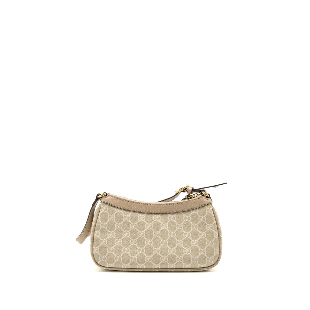 GUCCI OPHIDIA SMALL SHOULDER BAG GG SUPREME CANVAS BEIGE / WHITE GHW
