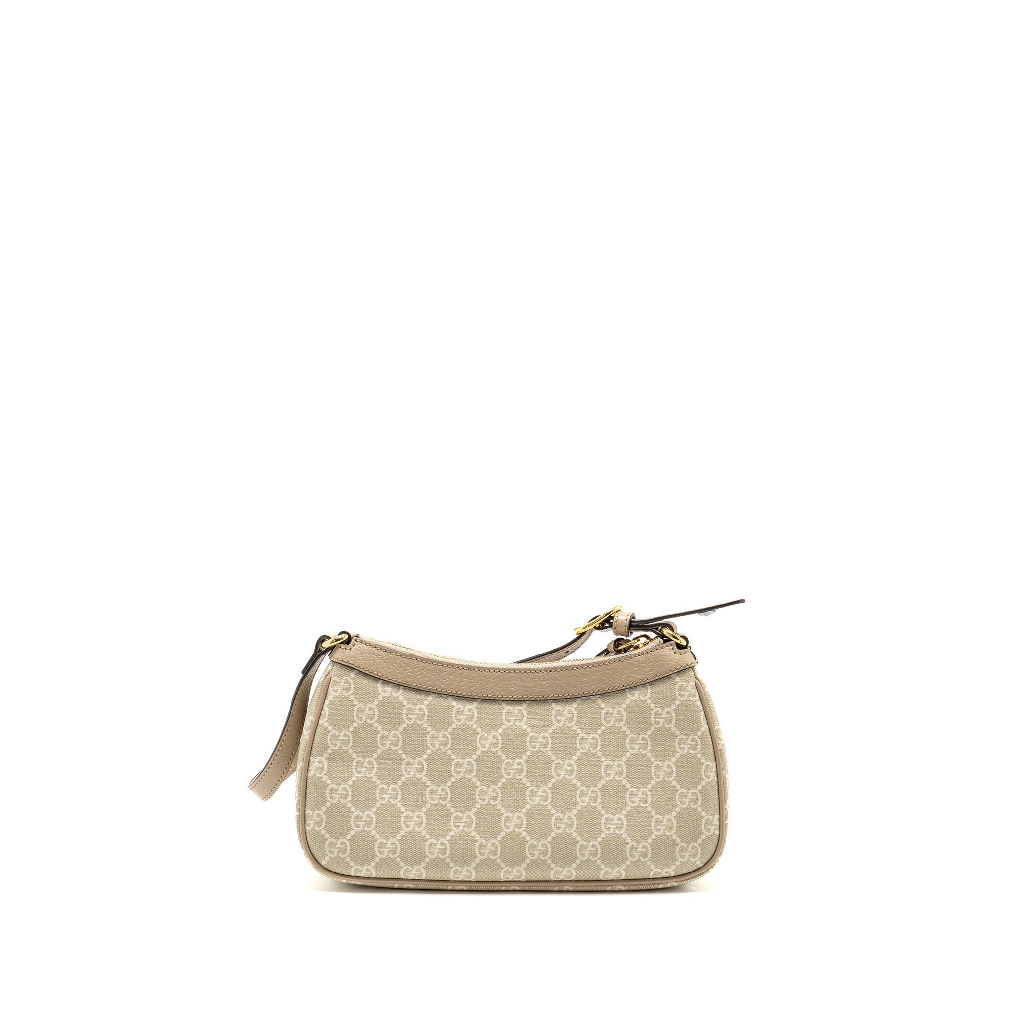 GUCCI OPHIDIA SMALL SHOULDER BAG GG SUPREME CANVAS BEIGE / WHITE GHW