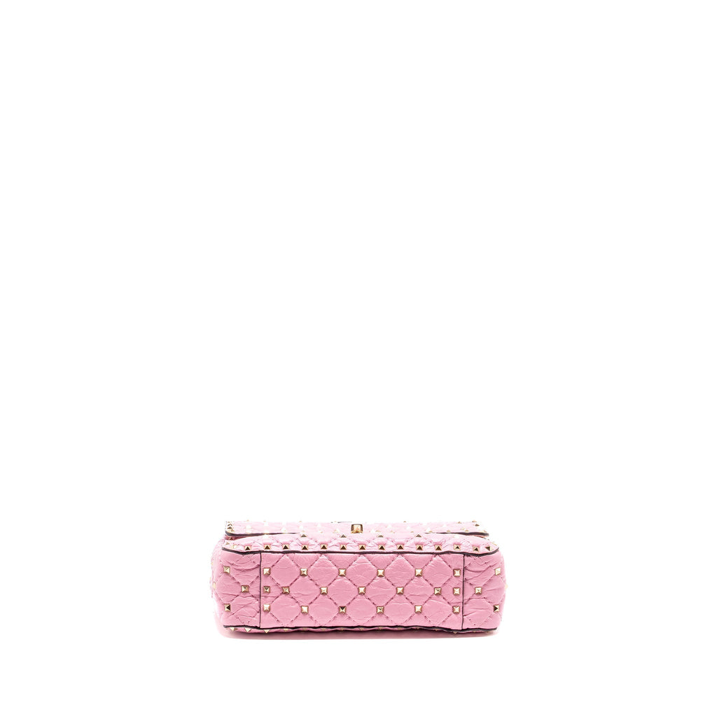 VALENTINO MEDIUM ROCKSTUD SPIKE BAG LEATHER PINK GHW