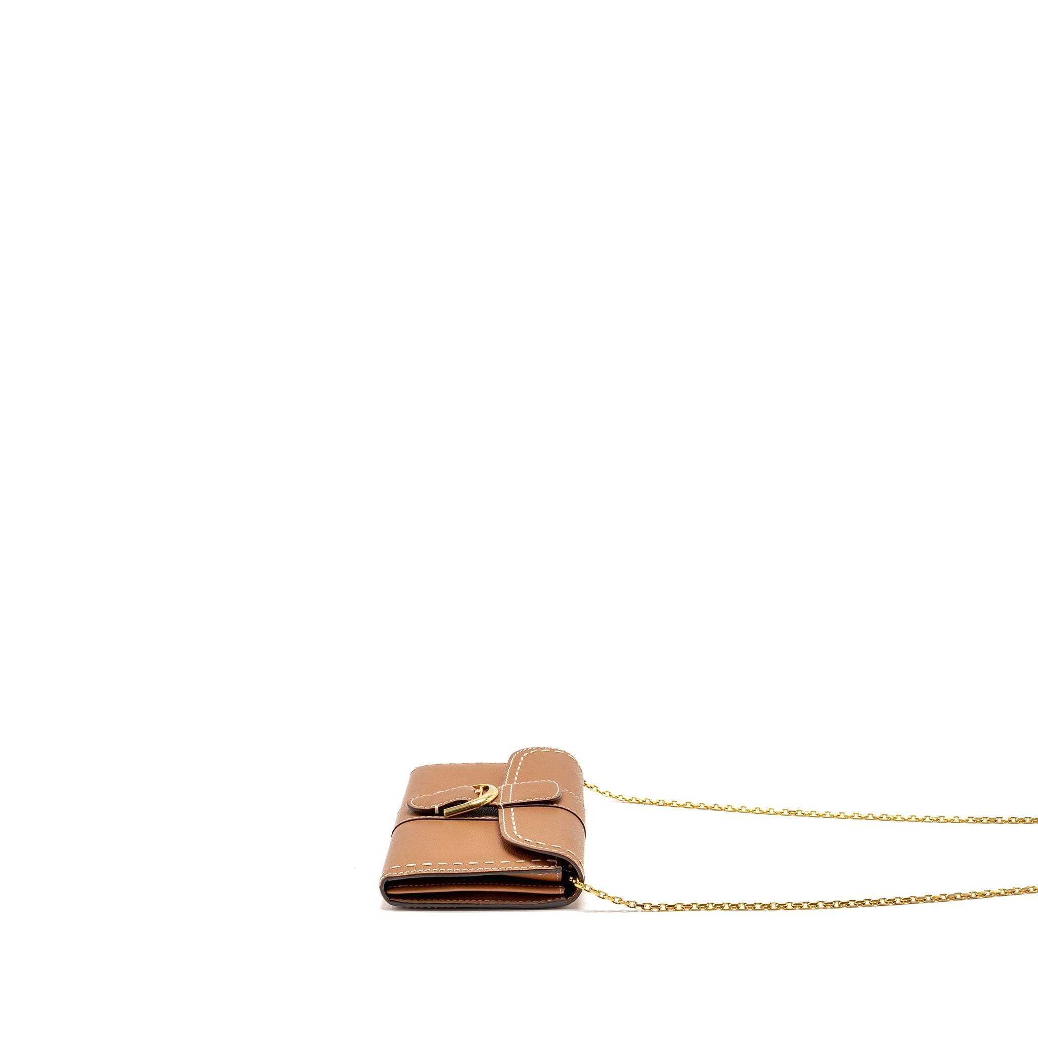 DELVAUX BRILLANT LONG WALLET CHAIN RODEO CALFSKIN CARAMEL GHW