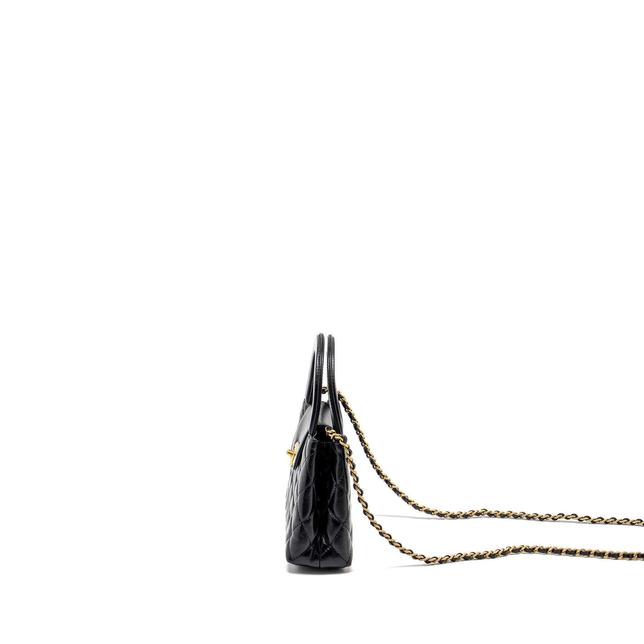 CHANEL MINI KELLY SHOPPING TOTE BAG CALFSKIN BLACK GHW (MICROCHIP)