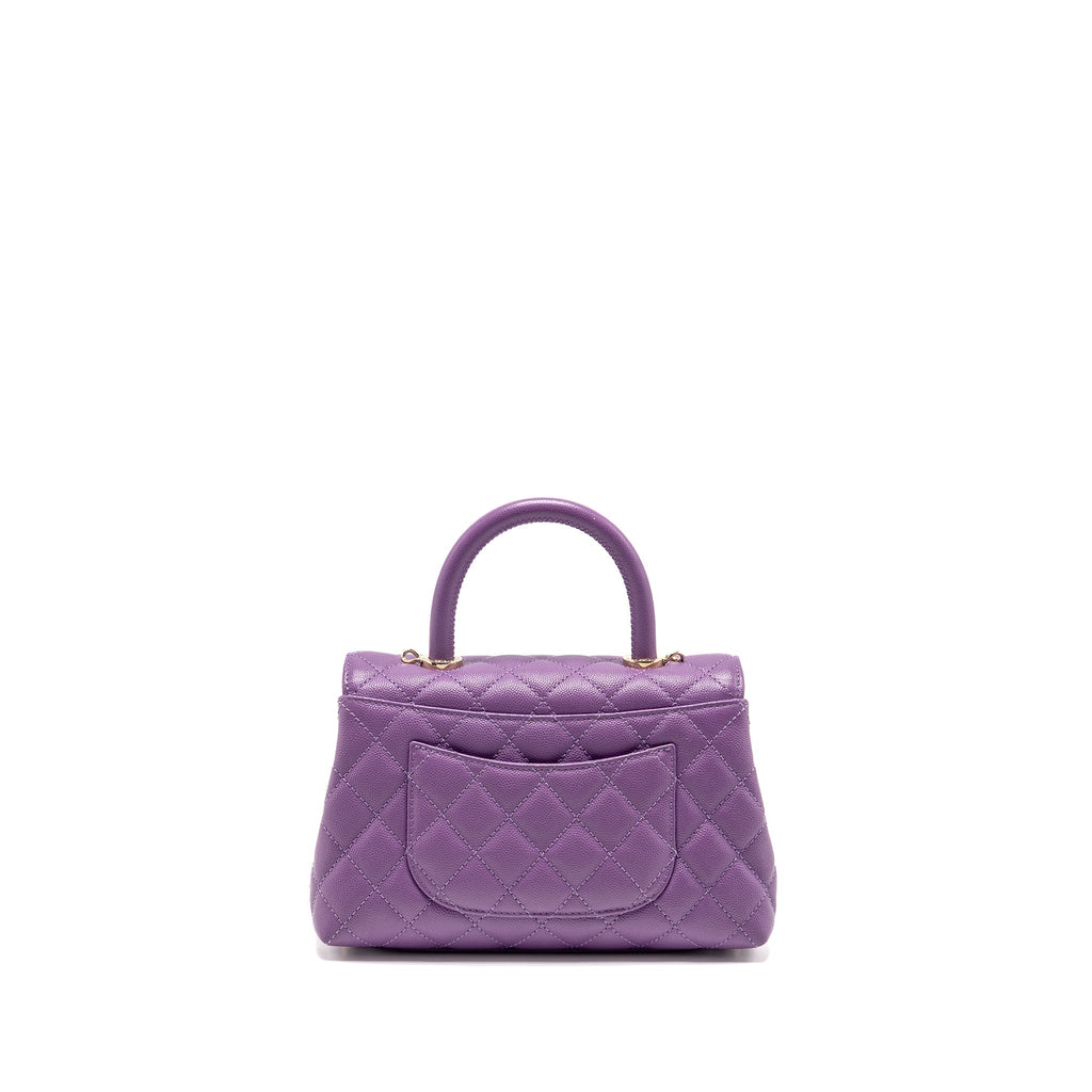 CHANEL SMALL COCO HANDLE CAVIAR PURPLE LGHW (MICROCHIP)