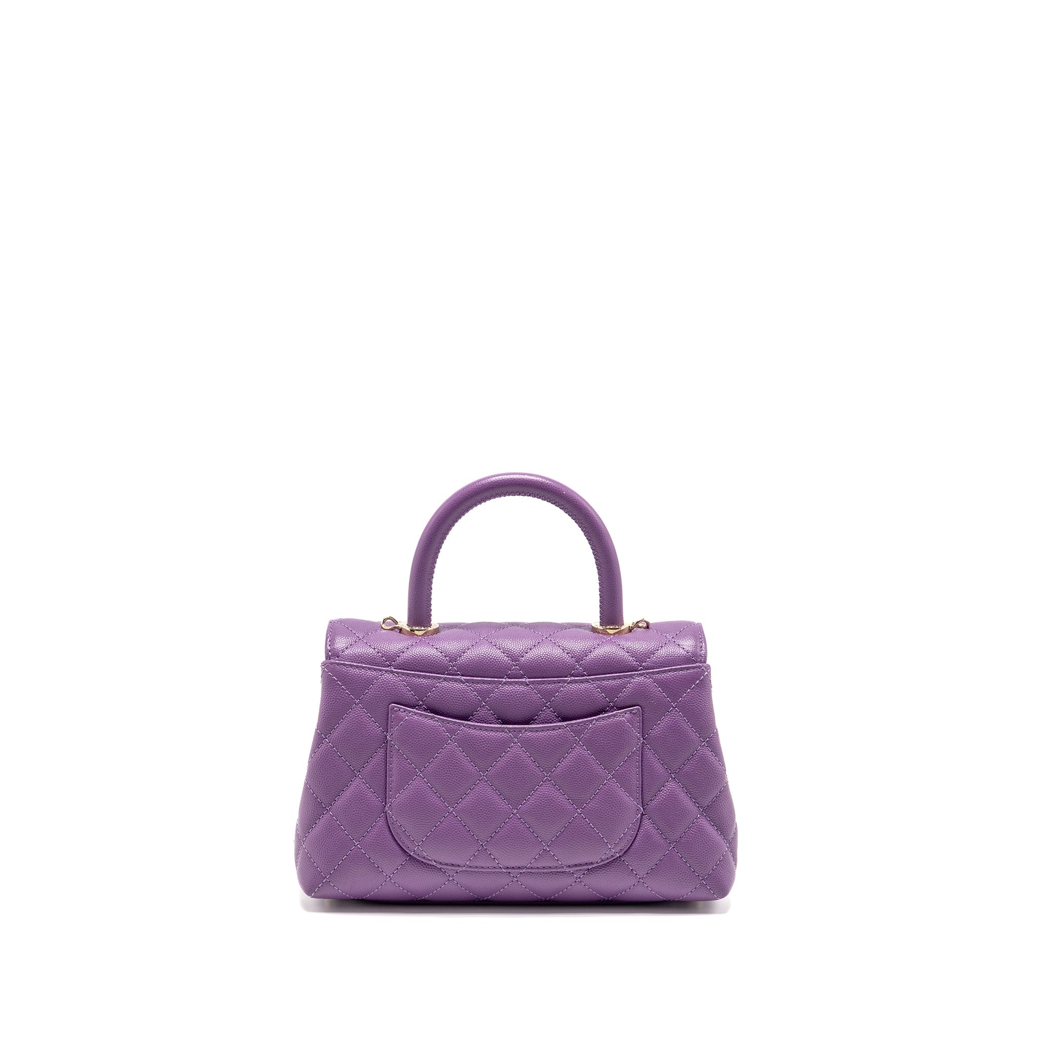 CHANEL SMALL COCO HANDLE CAVIAR PURPLE LGHW (MICROCHIP)