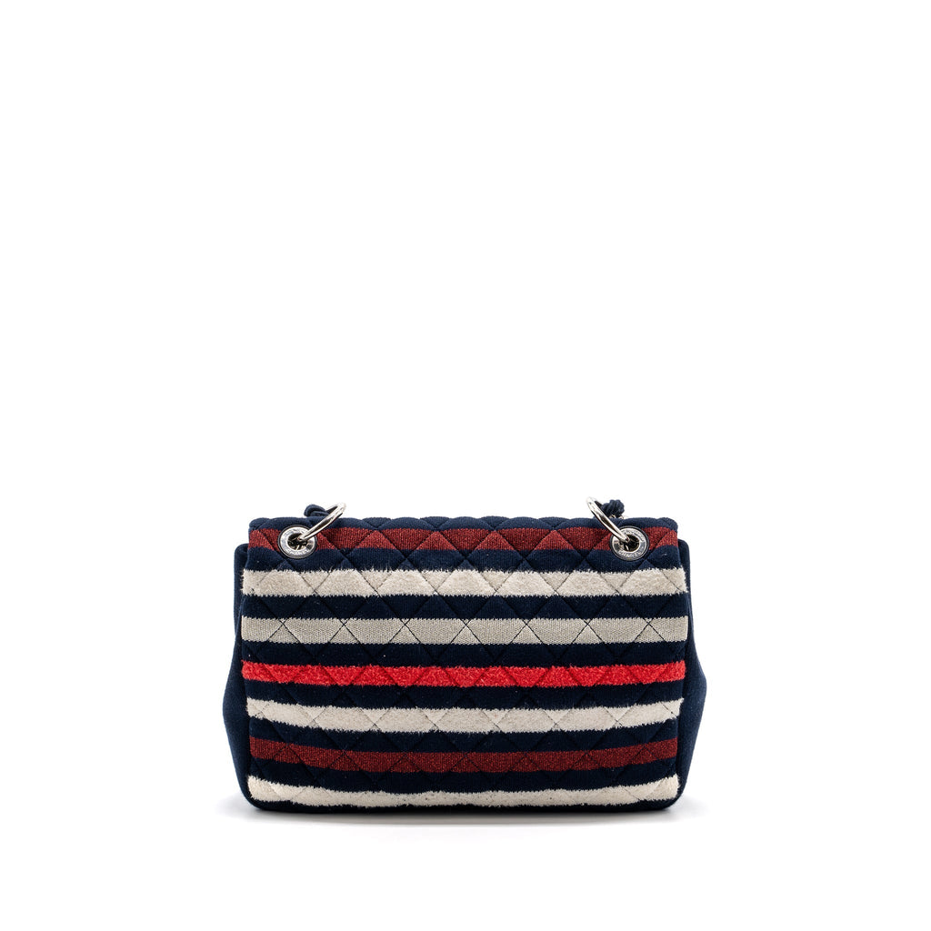 CHANEL QUILTED FLAP BAG FABRIC MULTICOLOUR BLUE / RED / WHITE SHW