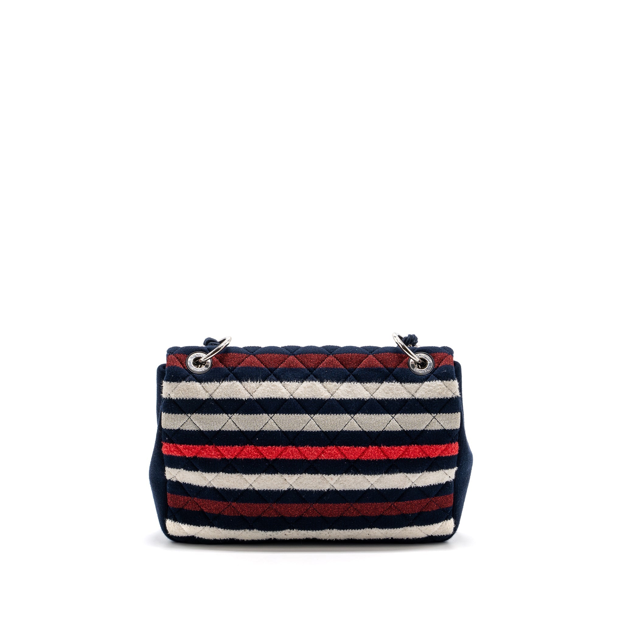 CHANEL QUILTED FLAP BAG FABRIC MULTICOLOUR BLUE / RED / WHITE SHW