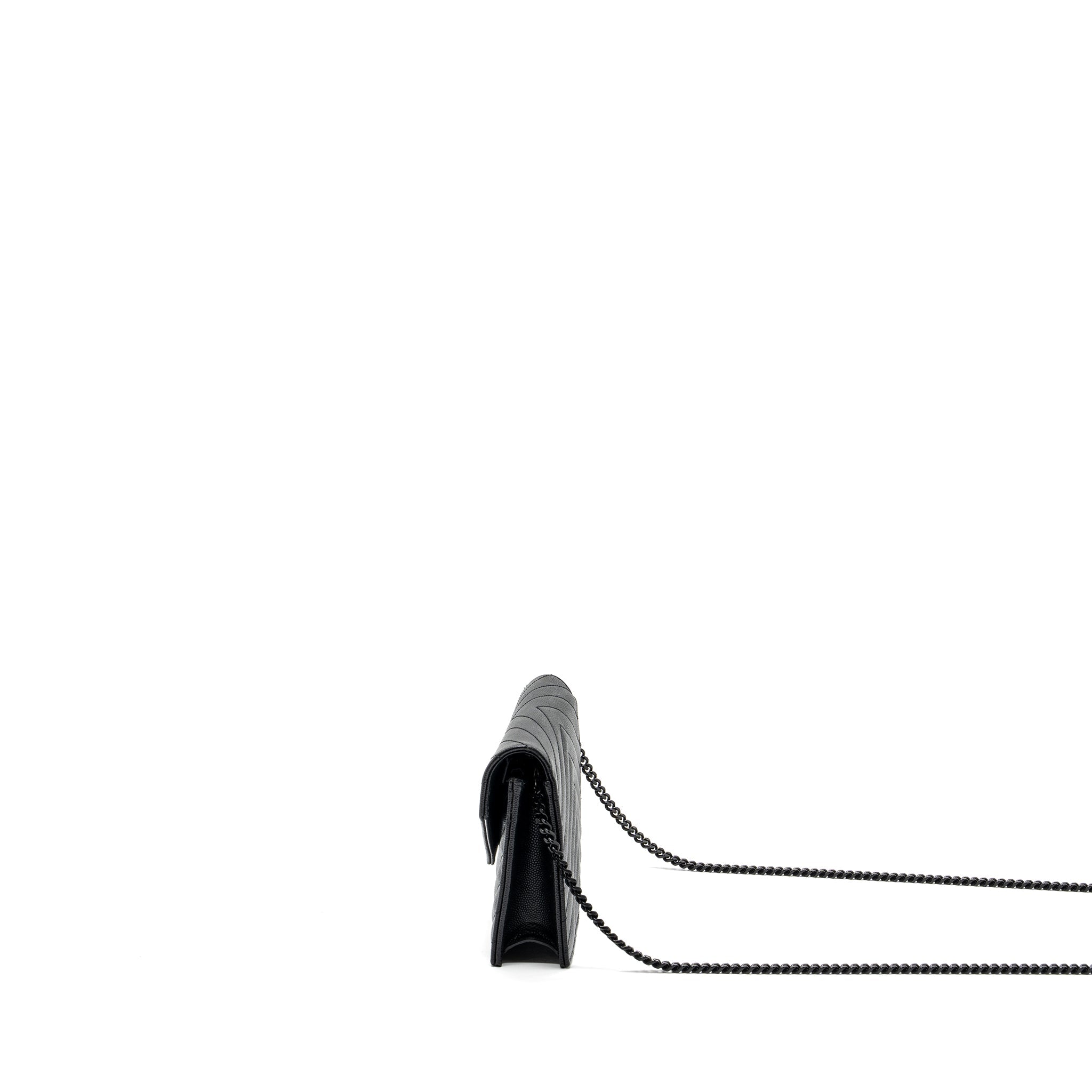 SAINT LAURENT/YSL ENVELOPE CHAIN WALLET CALFSKIN BLACK / BLACK HARDWARE