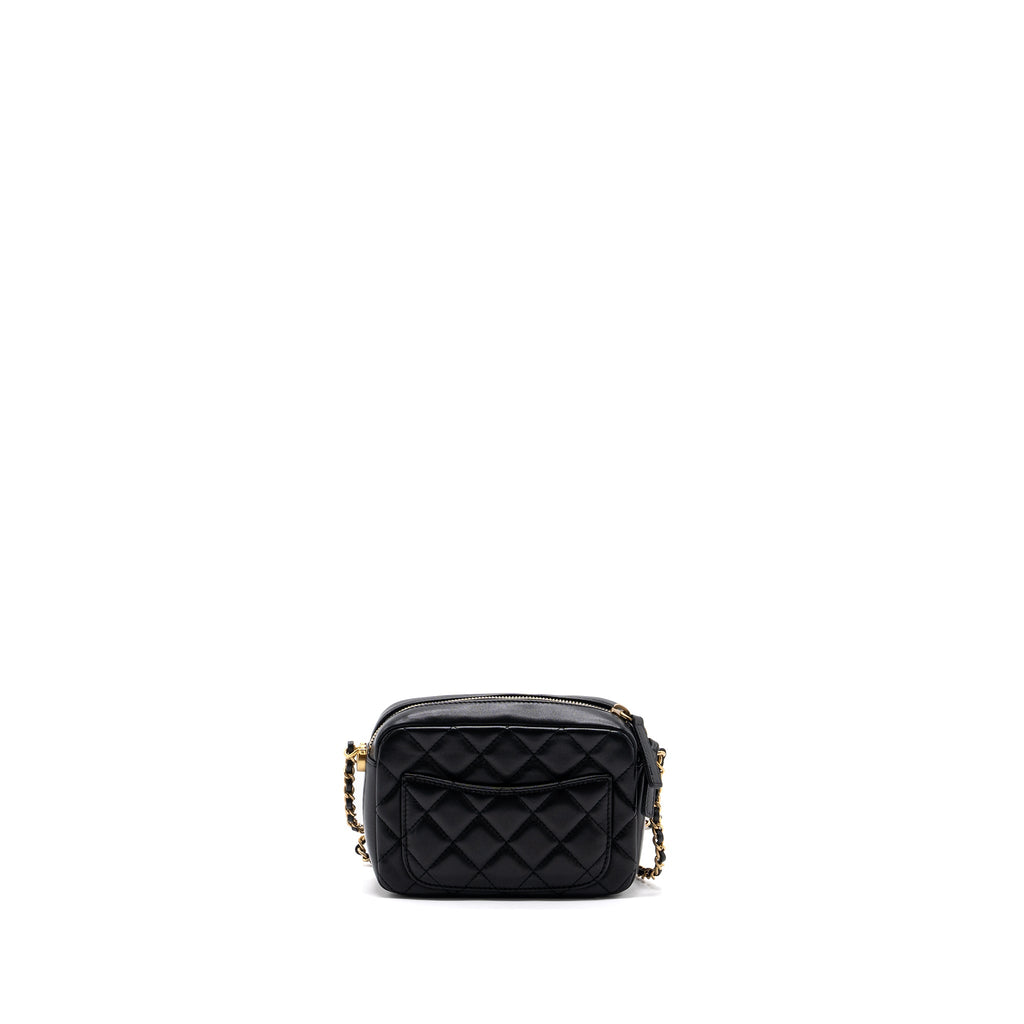 CHANEL PEARL CRUSH CAMERA BAG LAMBSKIN BLACK GHW (MICROCHIP)